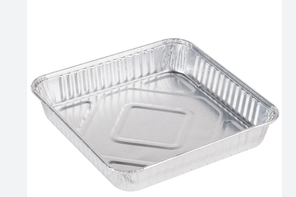 FOIL CONTAINER CAKE PAN 8" SQUARE (D11030) RETAIL 3/PKG 12 PKG/CS DURABLE