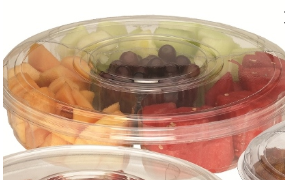 CONTAINER PRODUCE PLATTER COMBO 10.25" CENTRE DIP HOLE/FLAT (YYPP0531) 72/CS ^^