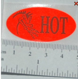 LABEL HOT IN RED OVAL (0675) 1000/ROLL