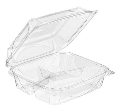 CONTAINER PLASTIC 3 COMPARTMENT LUNCH BOX 24.3oz 110/CS INLINE