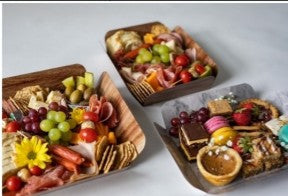 CAKE BOARD CHARCUTERIE OBLONG WITH HANDLE WOOD GRAIN/MARBLE 160/CS