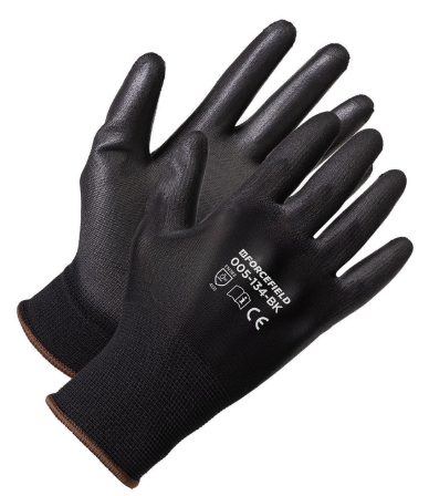 GLOVE BLACK POLYURETHANE PALM COATED SMALL (B0600S) 12PR/PKG