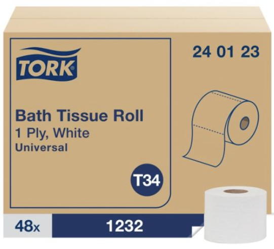 TOILET TISSUE 1PLY (240123) BIODEGRADABLE 48X1232 SHEETS PER CS TORK