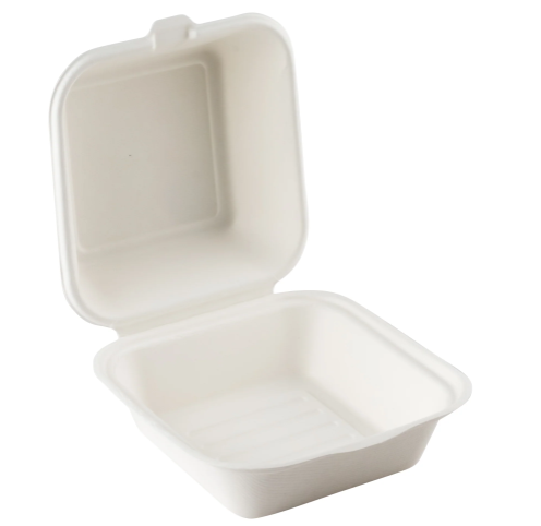 CONTAINER BAGASSE COMP. CLAMSHELL 6x6x3" (400cs) Eco days, Eco gaurdian