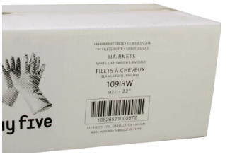 HAIRNET WHITE INVISIBLE (109IR-W)  144/BX 10BX/CS HY FIVE