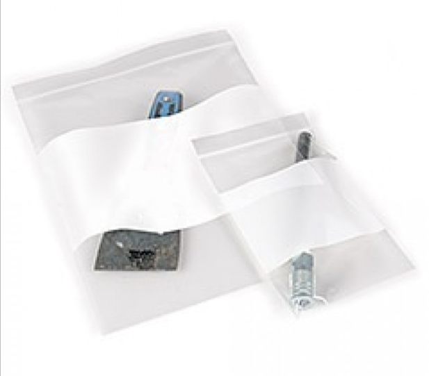 BAG POLY SELFCLOSURE WHITE BLOCK 3 x 5" 2 MIL 1M/CS