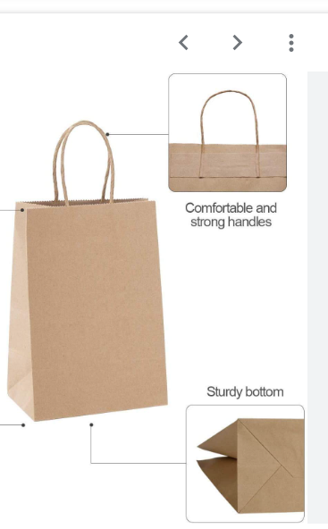 BAG PAPER SHOPPER KRAFT (HANDLED) 5.25x3.25x8.30  GEM SHOPPER  250/CS DURO HILEX
