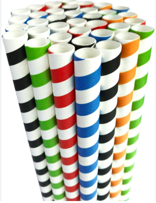 STRAW *ECO* 8" BUBBLETEA/MILKSHAKE *PAPER*  MULTICOLOUR 600/BOX disc.