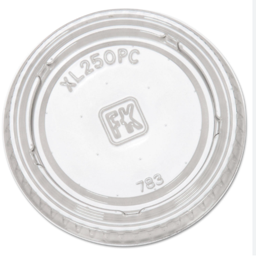 LID FOR 2OZ PORTION CUP CLEAR PLASTIC XL250PC (9505083) 20x125/CS 2500/CS FABRIK