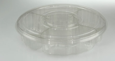 CONTAINER PRODUCE PLATTER COMBO 13." CENTRE DIP HOLE/FLAT (YPP2533) 60/CS