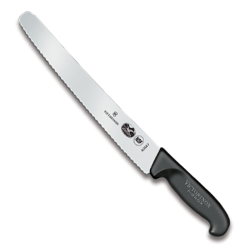 KNIFE BREAD 10.25" CURVED BLADE WAVY EDGE P/H BLACK (5.2933.26) VICTORINOX