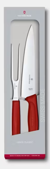 KNIFE CARVING SET W/ FORK RED HANDLE (6.7131.2G) EA VICTORINOX