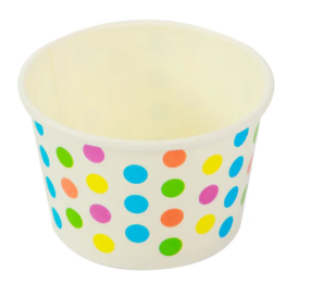 CUP PAPER SUNDAE 8OZ POLKA DOT DESIGN (HPE-PBWL05-PDT)  20X50/SLV 1M/CS
