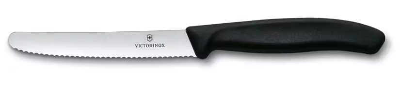 KNIFE STEAK 4.5" SERRATED BLADE ROUND TIP BLACK HANDLE (6.7833) VICTORINOX