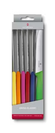 KNIFE SET TOMATO & TABLE SET MULTI COL 6 PC SERRATED P/H (6.7839.6G) VICTORINOX