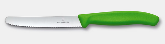 KNIFE UTILITY 4" SERRATED ROUND EDGE GREEN HANDLE   (6.7836.L114)   VICTORINOX