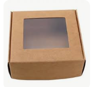 CAKE BOX 10x10x2.5" KRAFT *** WITH A WINDOW 200/BDL (CELLO CHIP)